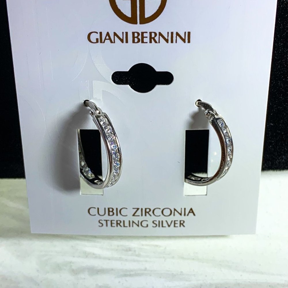 Hoop Earrings sterling silver and cubic zirconia